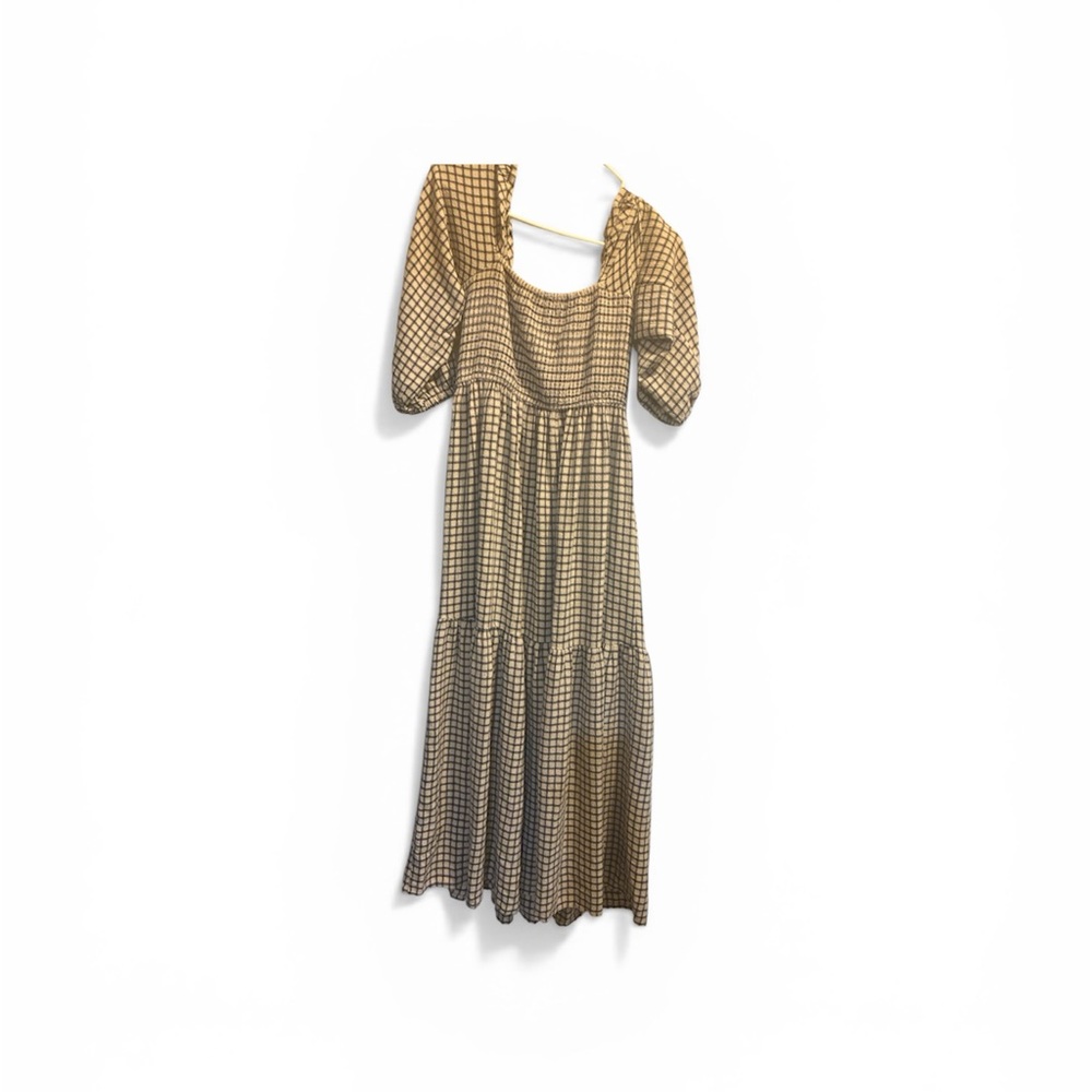Marine Layer Brown Check Midi Dress